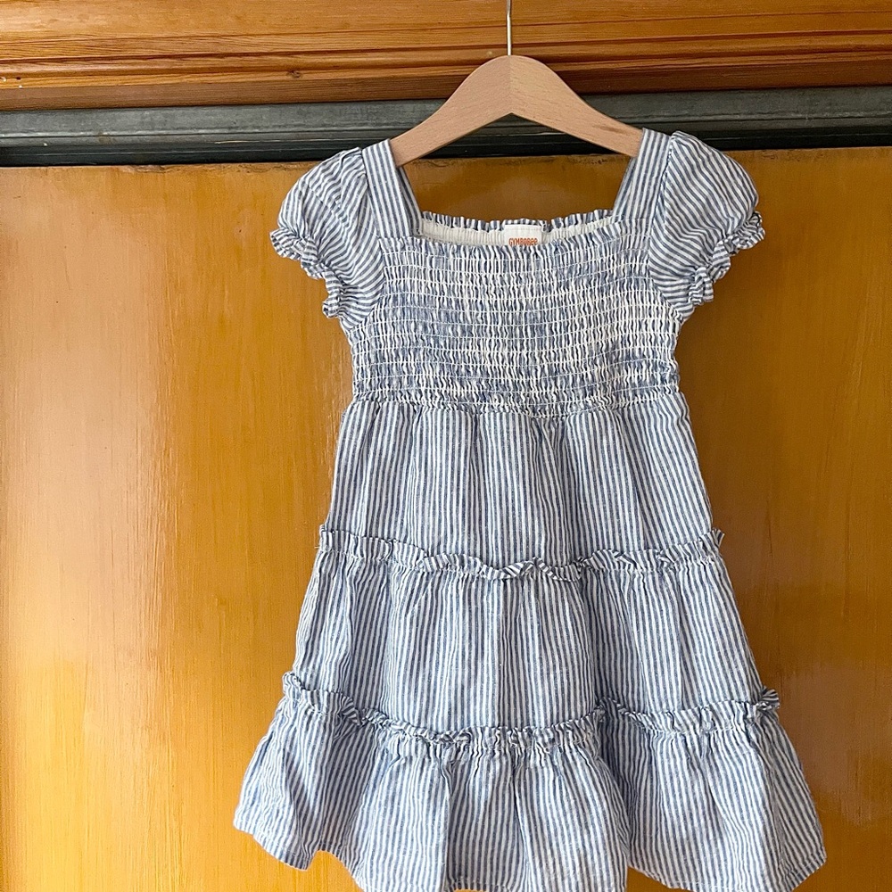 Blue and White Striped Kids Dress